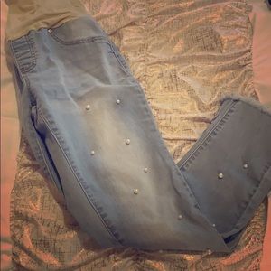 Light blue maternity capris